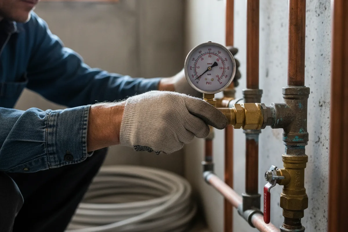 Pressure testing a repaired line during Water Line Repair in Boron