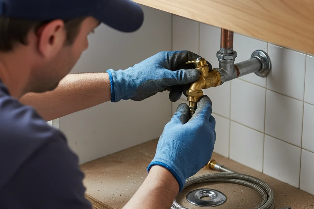 Shutoff valve and fitting work during Burst Pipe Repair in Boron